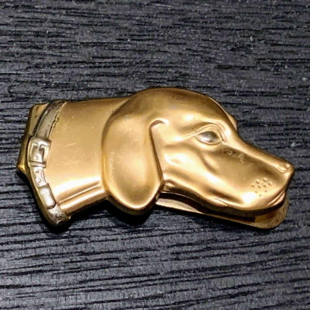 Vintage SWANK Two-Tone Tie Bar Clasp Labrador Retriever Dog